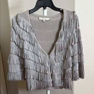 Reiss Taupe-Lt Gray Fringe Sweater